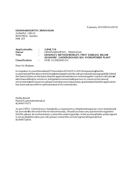Document de brevet canadien 2848716. Poursuite-Amendment 20141205. Image 1 de 1