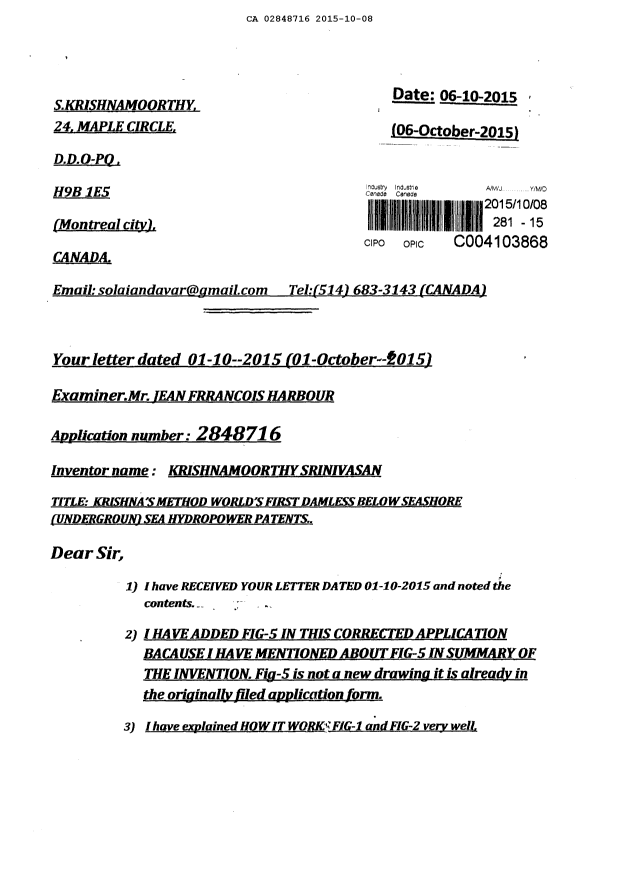 Canadian Patent Document 2848716. Prosecution-Amendment 20141208. Image 1 of 16