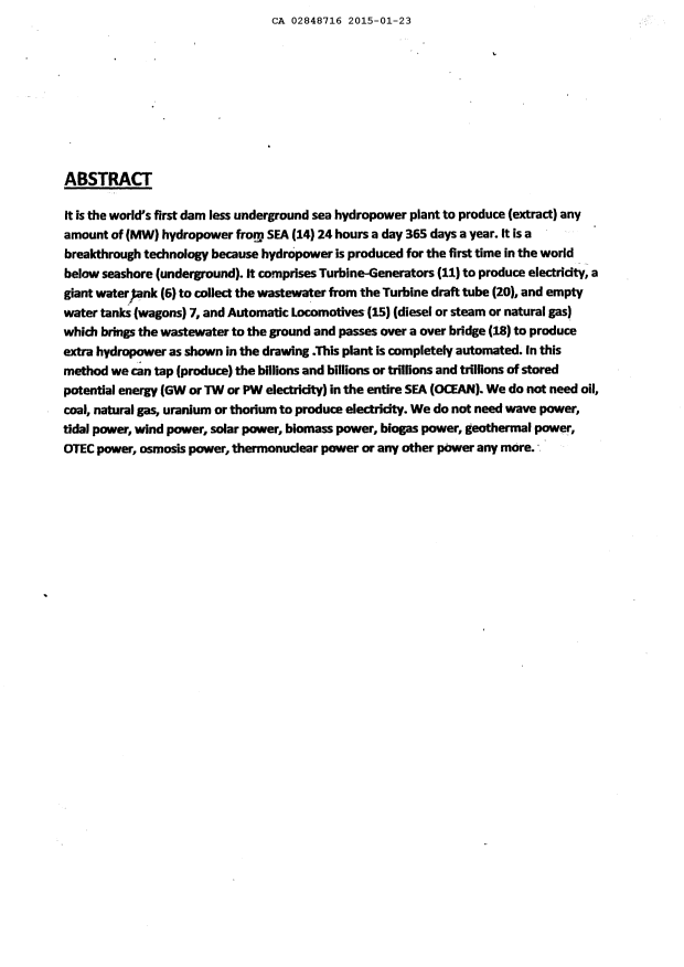 Canadian Patent Document 2848716. Abstract 20141223. Image 1 of 1