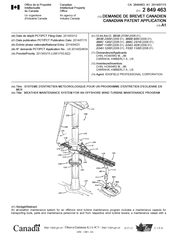 Canadian Patent Document 2849463. Cover Page 20131224. Image 1 of 2