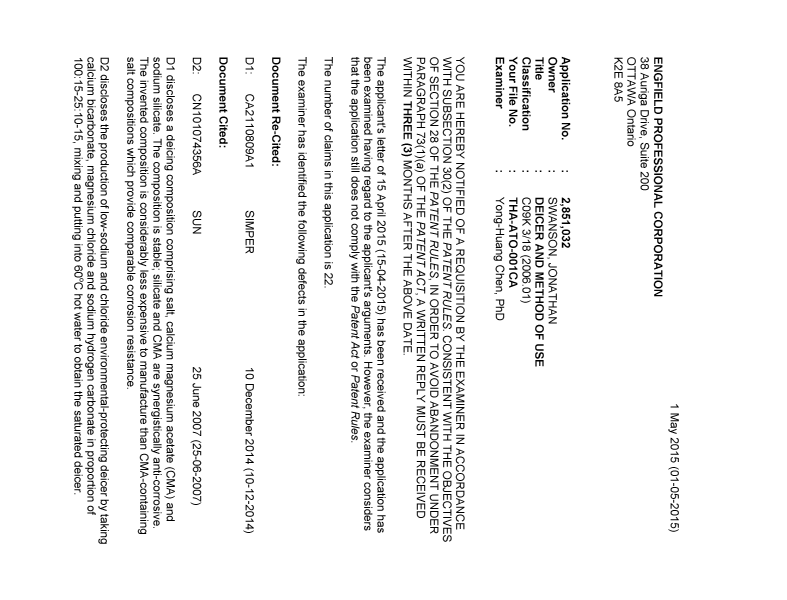Canadian Patent Document 2851032. Prosecution-Amendment 20141201. Image 1 of 4