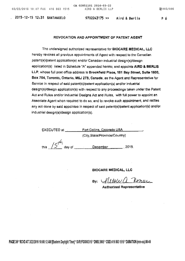Canadian Patent Document 2851101. Correspondence 20151222. Image 2 of 4
