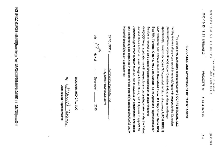Canadian Patent Document 2851101. Correspondence 20151222. Image 2 of 4