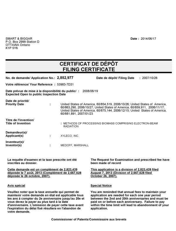 Canadian Patent Document 2852977. Correspondence 20131217. Image 1 of 1