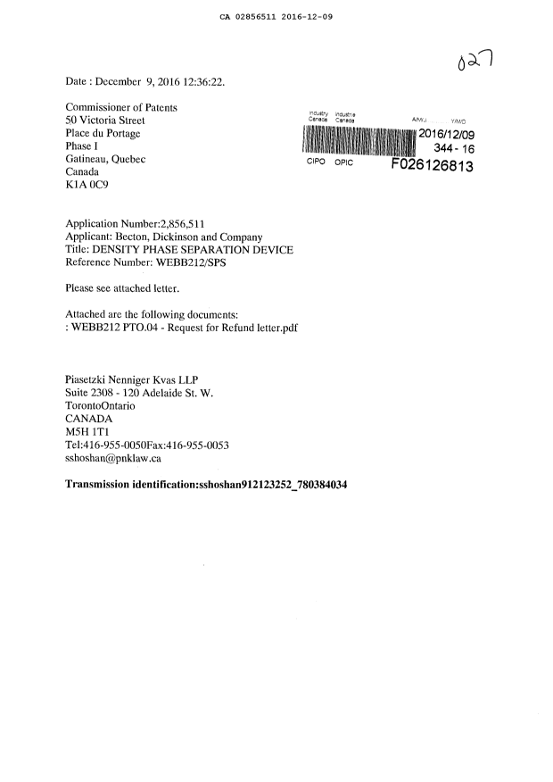 Canadian Patent Document 2856511. Prosecution-Amendment 20151209. Image 1 of 2