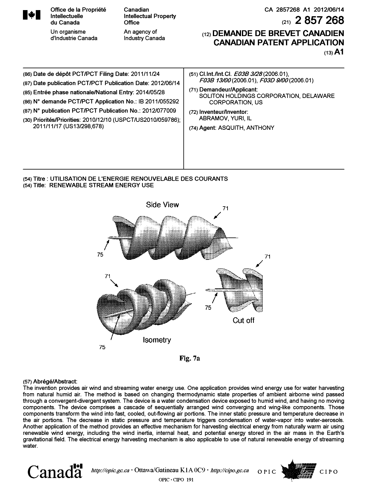 Document de brevet canadien 2857268. Page couverture 20131221. Image 1 de 1