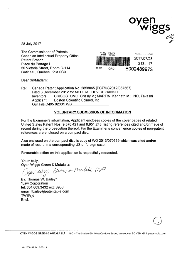 Canadian Patent Document 2858065. Prosecution-Amendment 20161228. Image 1 of 1