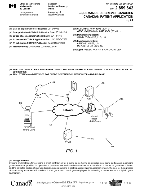 Document de brevet canadien 2859642. Page couverture 20141027. Image 1 de 1