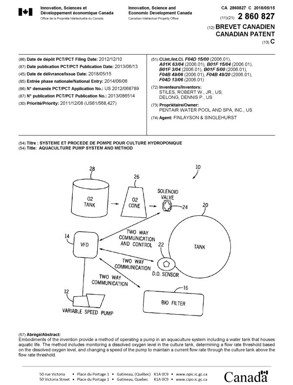 Canadian Patent Document 2860827. Cover Page 20180417. Image 1 of 1