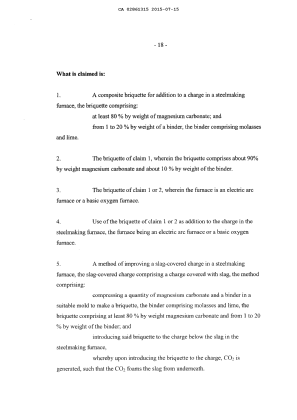 Document de brevet canadien 2861315. Revendications 20141215. Image 1 de 3