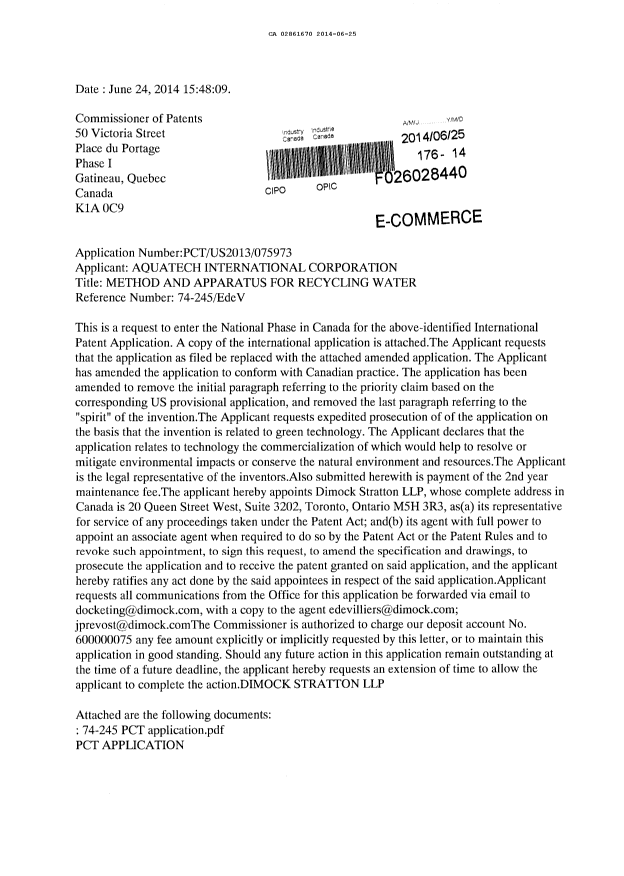 Document de brevet canadien 2861670. Poursuite-Amendment 20131225. Image 1 de 42
