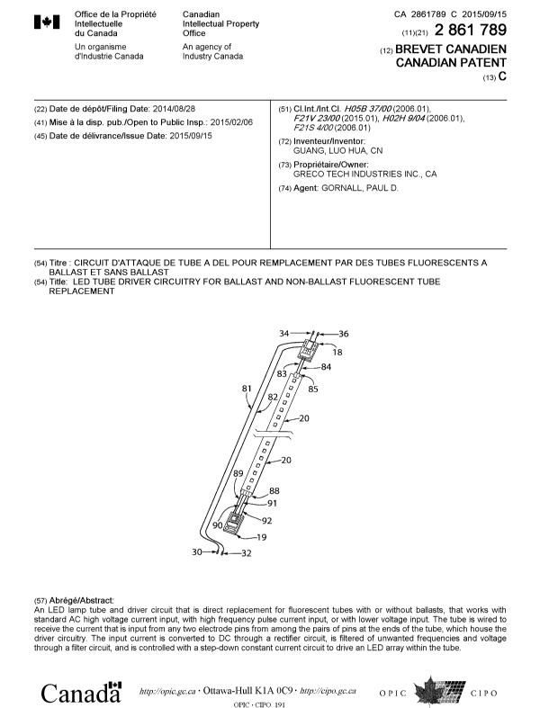 Document de brevet canadien 2861789. Page couverture 20141213. Image 1 de 1