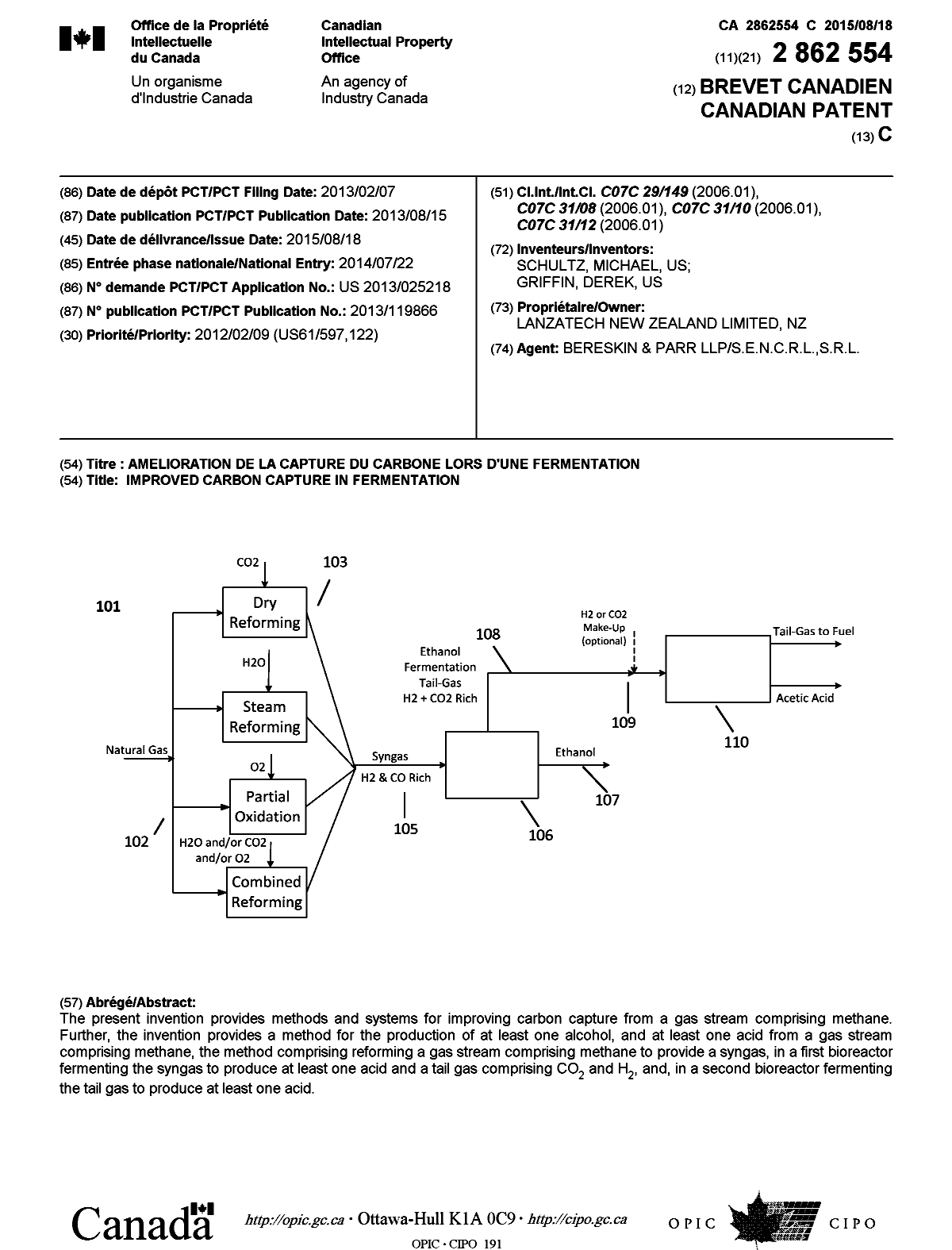 Document de brevet canadien 2862554. Page couverture 20141223. Image 1 de 1
