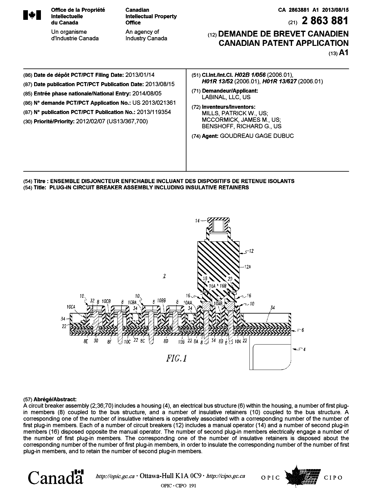 Canadian Patent Document 2863881. Cover Page 20141031. Image 1 of 1