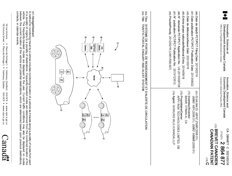 Canadian Patent Document 2864877. Cover Page 20210120. Image 1 of 1