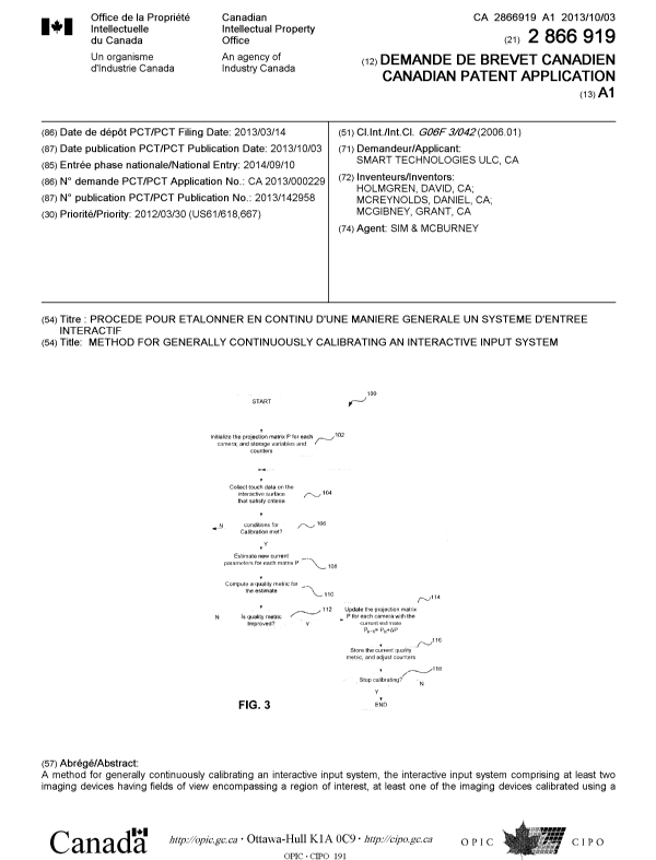 Document de brevet canadien 2866919. Page couverture 20141128. Image 1 de 2