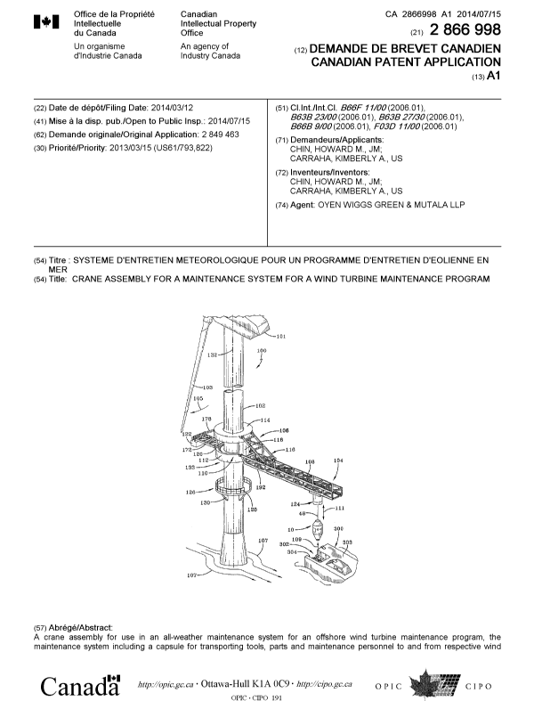 Canadian Patent Document 2866998. Cover Page 20131203. Image 1 of 2