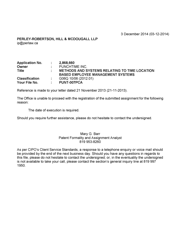 Canadian Patent Document 2868660. Correspondence 20131203. Image 1 of 1