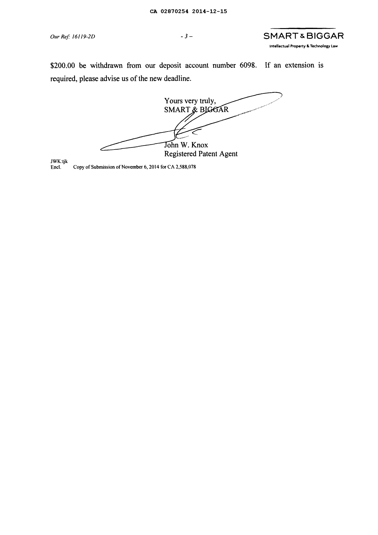 Canadian Patent Document 2870254. Correspondence 20131215. Image 3 of 6
