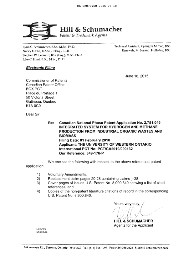 Document de brevet canadien 2870758. Modification 20150618. Image 2 de 6