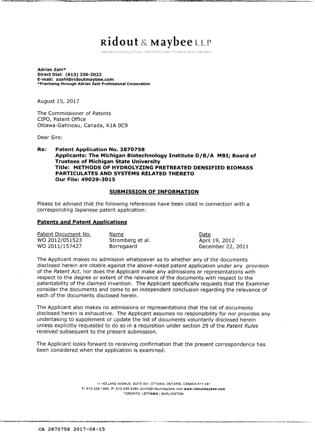 Document de brevet canadien 2870758. Poursuite-Amendment 20161215. Image 2 de 3