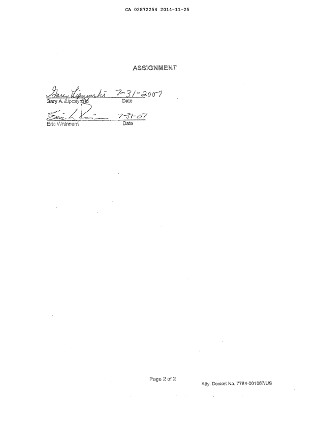 Canadian Patent Document 2872254. Assignment 20141125. Image 9 of 9