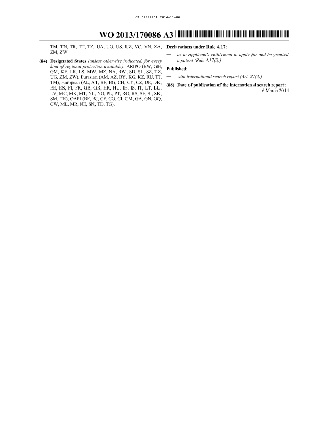 Document de brevet canadien 2872901. Abrégé 20141106. Image 2 de 2