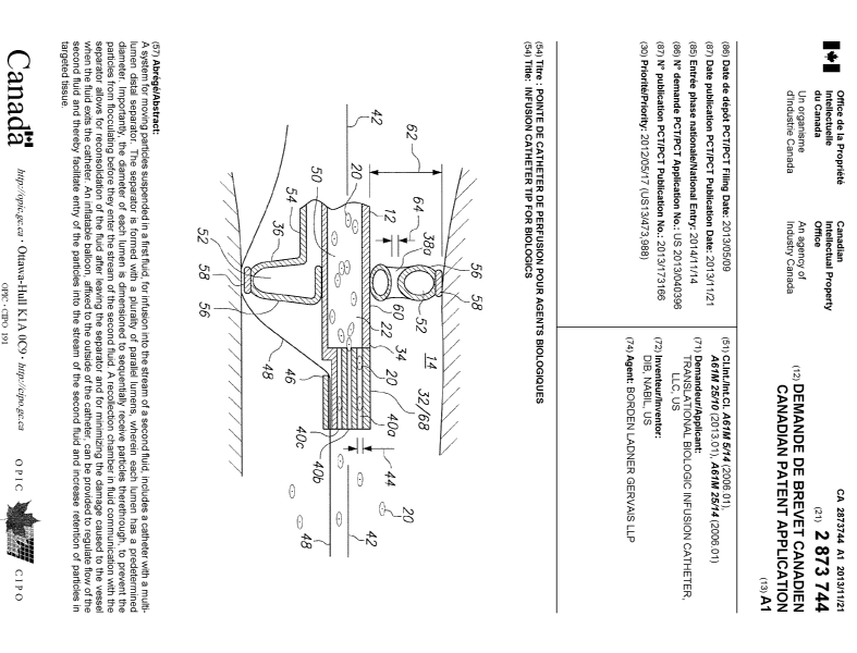 Canadian Patent Document 2873744. Cover Page 20150123. Image 1 of 1