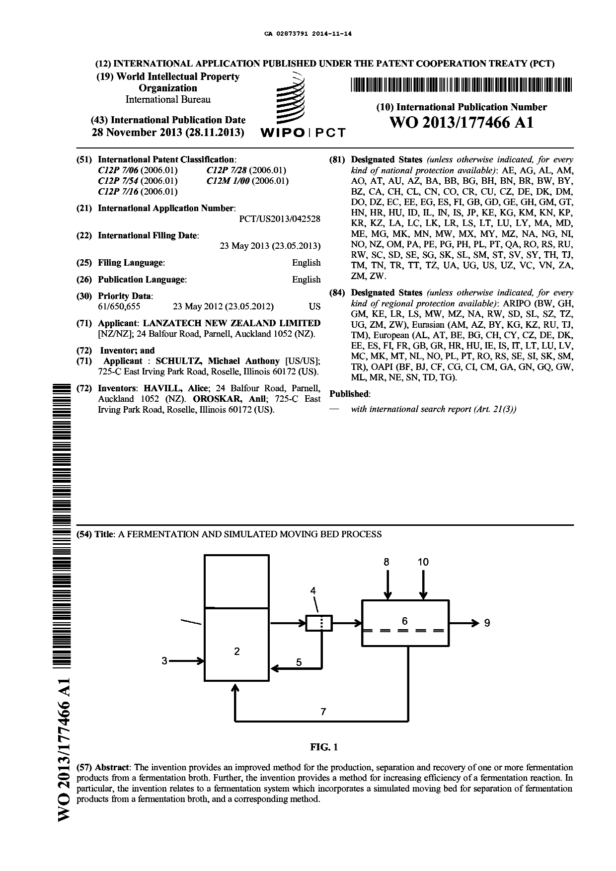 Document de brevet canadien 2873791. Abrégé 20141114. Image 1 de 1