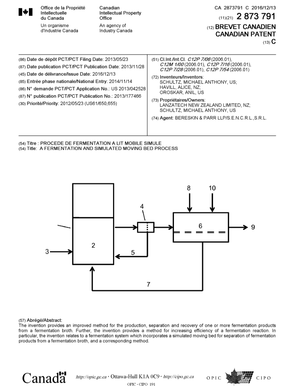 Document de brevet canadien 2873791. Page couverture 20161206. Image 1 de 1