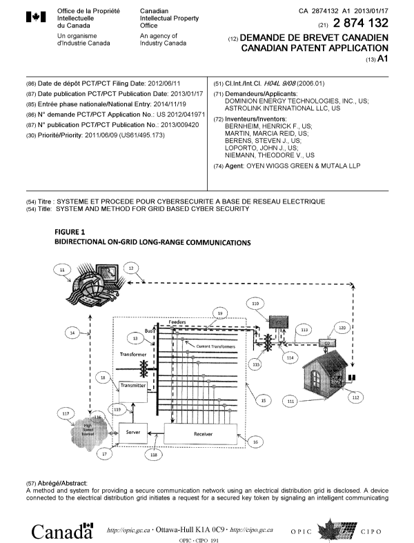 Document de brevet canadien 2874132. Page couverture 20150127. Image 1 de 2