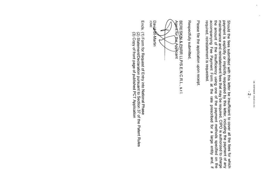 Document de brevet canadien 2874420. Poursuite-Amendment 20131221. Image 2 de 2