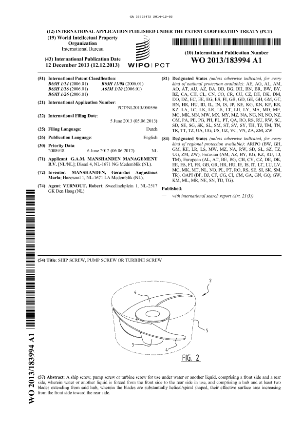 Document de brevet canadien 2875472. Abrégé 20131202. Image 1 de 1