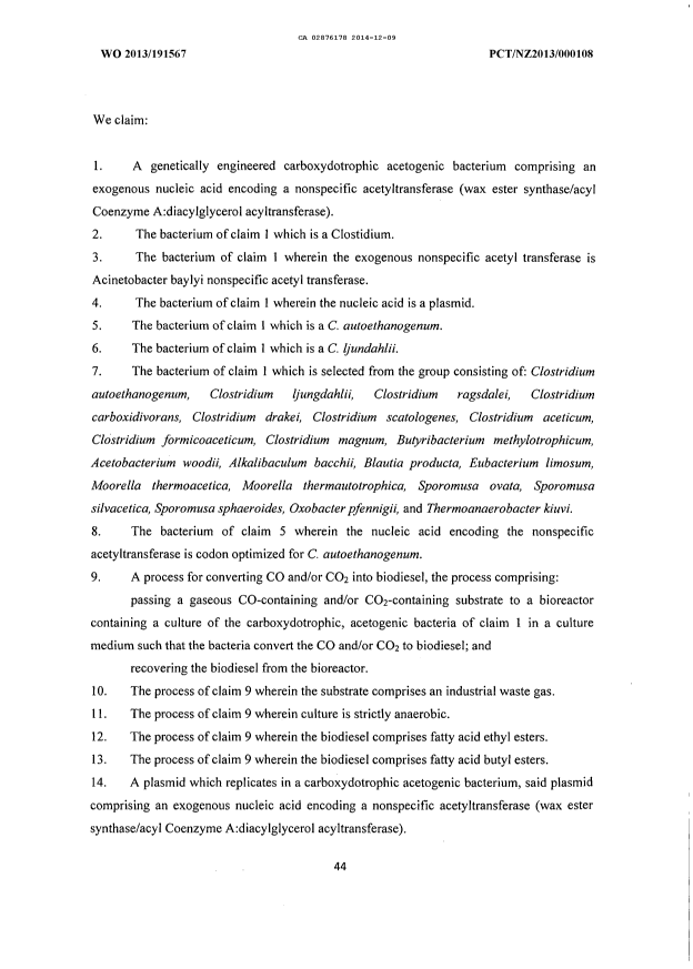 Document de brevet canadien 2876178. Revendications 20131209. Image 1 de 2