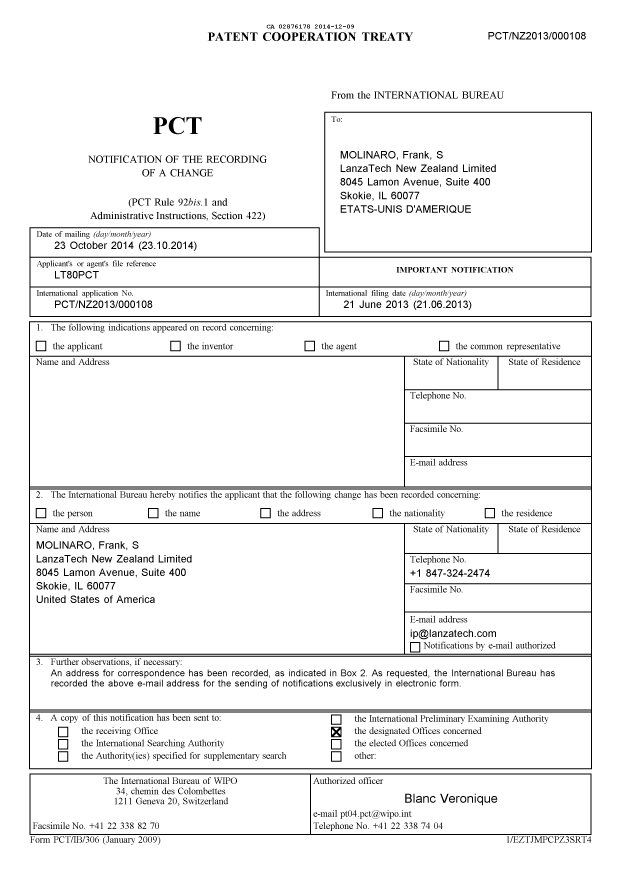 Document de brevet canadien 2876178. PCT 20131209. Image 1 de 4