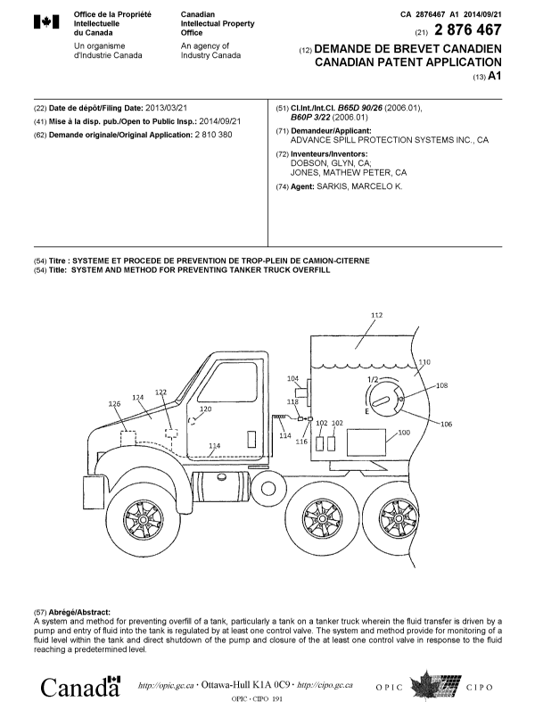 Canadian Patent Document 2876467. Cover Page 20141203. Image 1 of 1