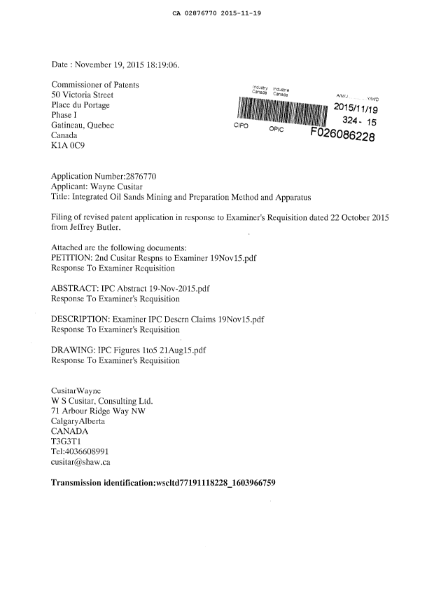 Canadian Patent Document 2876770. Prosecution-Amendment 20141219. Image 1 of 46