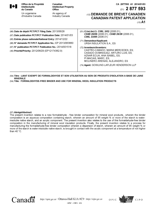 Canadian Patent Document 2877593. Cover Page 20141218. Image 1 of 1