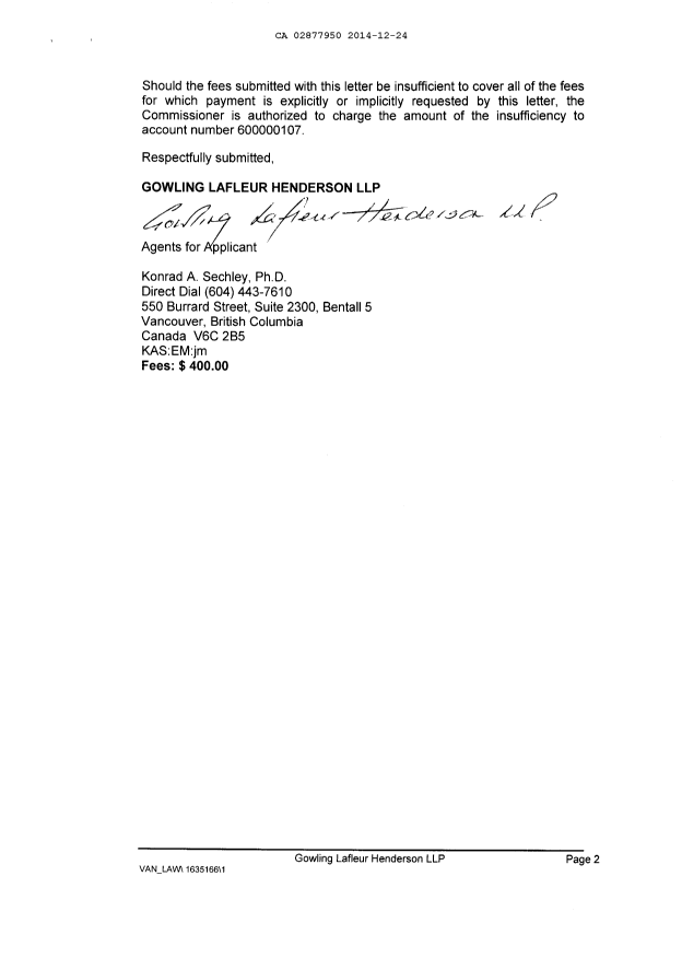 Document de brevet canadien 2877950. Cession 20131224. Image 2 de 4