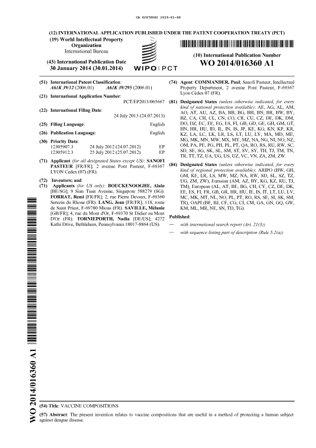 Document de brevet canadien 2878682. Abrégé 20150108. Image 1 de 1