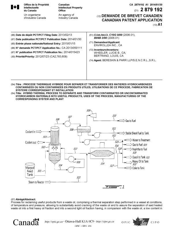 Document de brevet canadien 2879192. Page couverture 20141225. Image 1 de 2