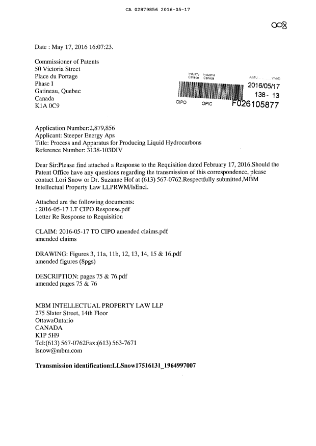 Canadian Patent Document 2879856. Prosecution-Amendment 20151217. Image 1 of 28