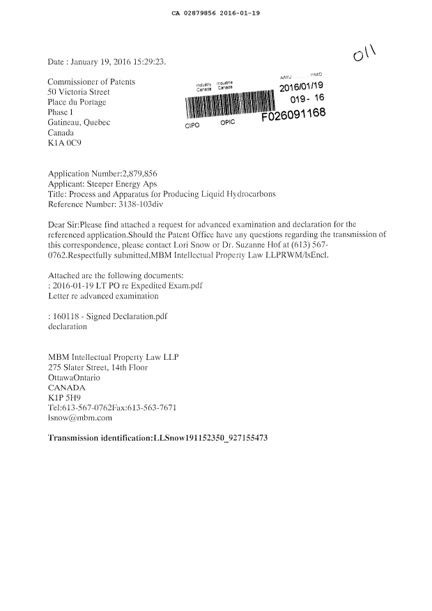 Canadian Patent Document 2879856. Prosecution-Amendment 20151219. Image 1 of 4
