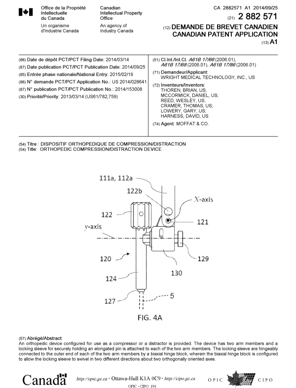 Canadian Patent Document 2882571. Cover Page 20150316. Image 1 of 1