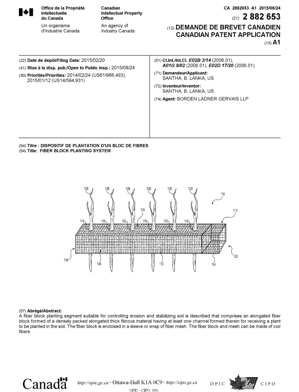 Canadian Patent Document 2882653. Cover Page 20150908. Image 1 of 1