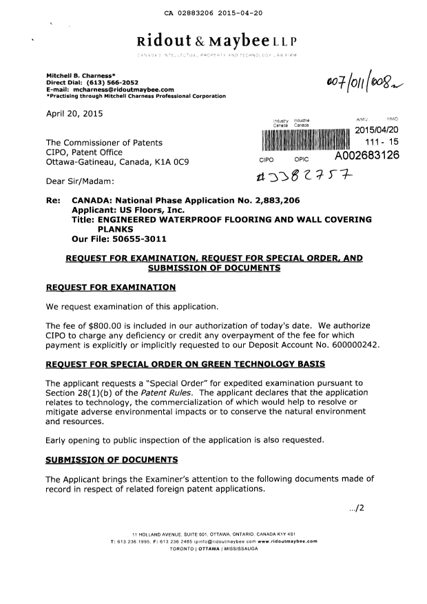 Document de brevet canadien 2883206. Poursuite-Amendment 20141220. Image 1 de 2