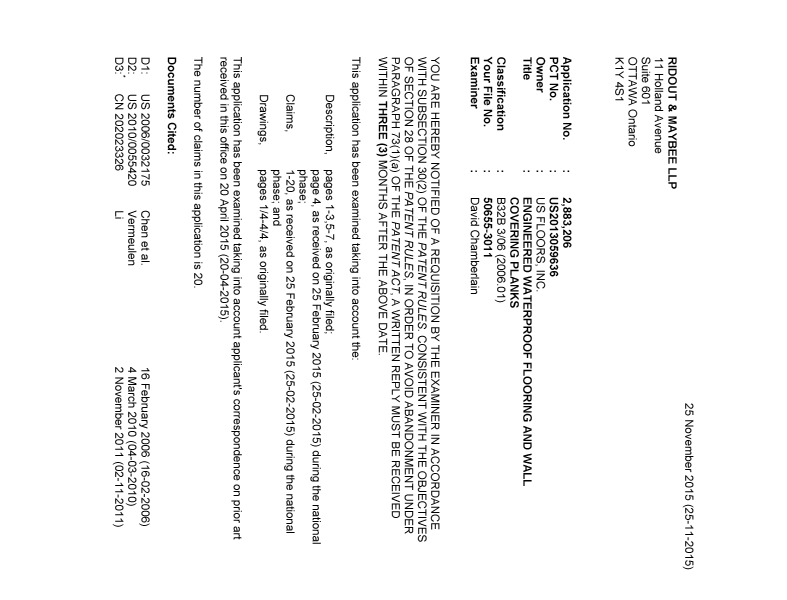 Canadian Patent Document 2883206. Prosecution-Amendment 20141225. Image 1 of 5