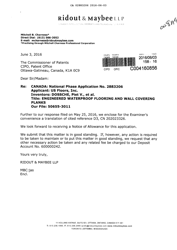 Document de brevet canadien 2883206. Poursuite-Amendment 20151203. Image 1 de 1