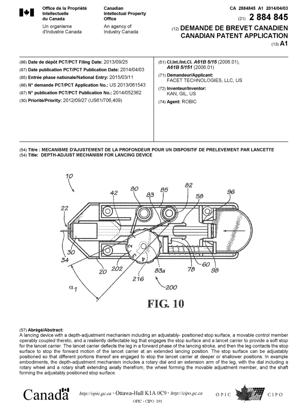 Canadian Patent Document 2884845. Cover Page 20141202. Image 1 of 1