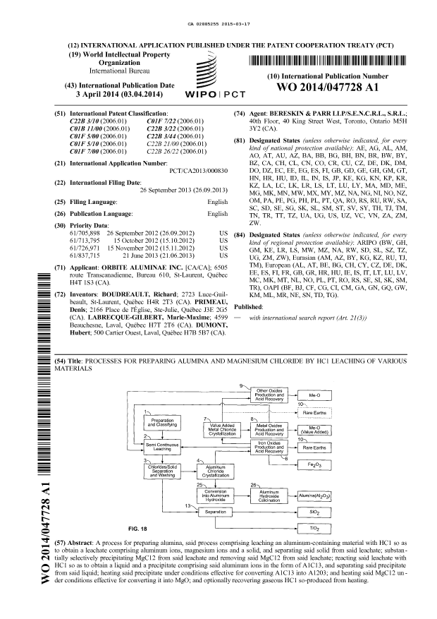 Document de brevet canadien 2885255. Abrégé 20141217. Image 1 de 1